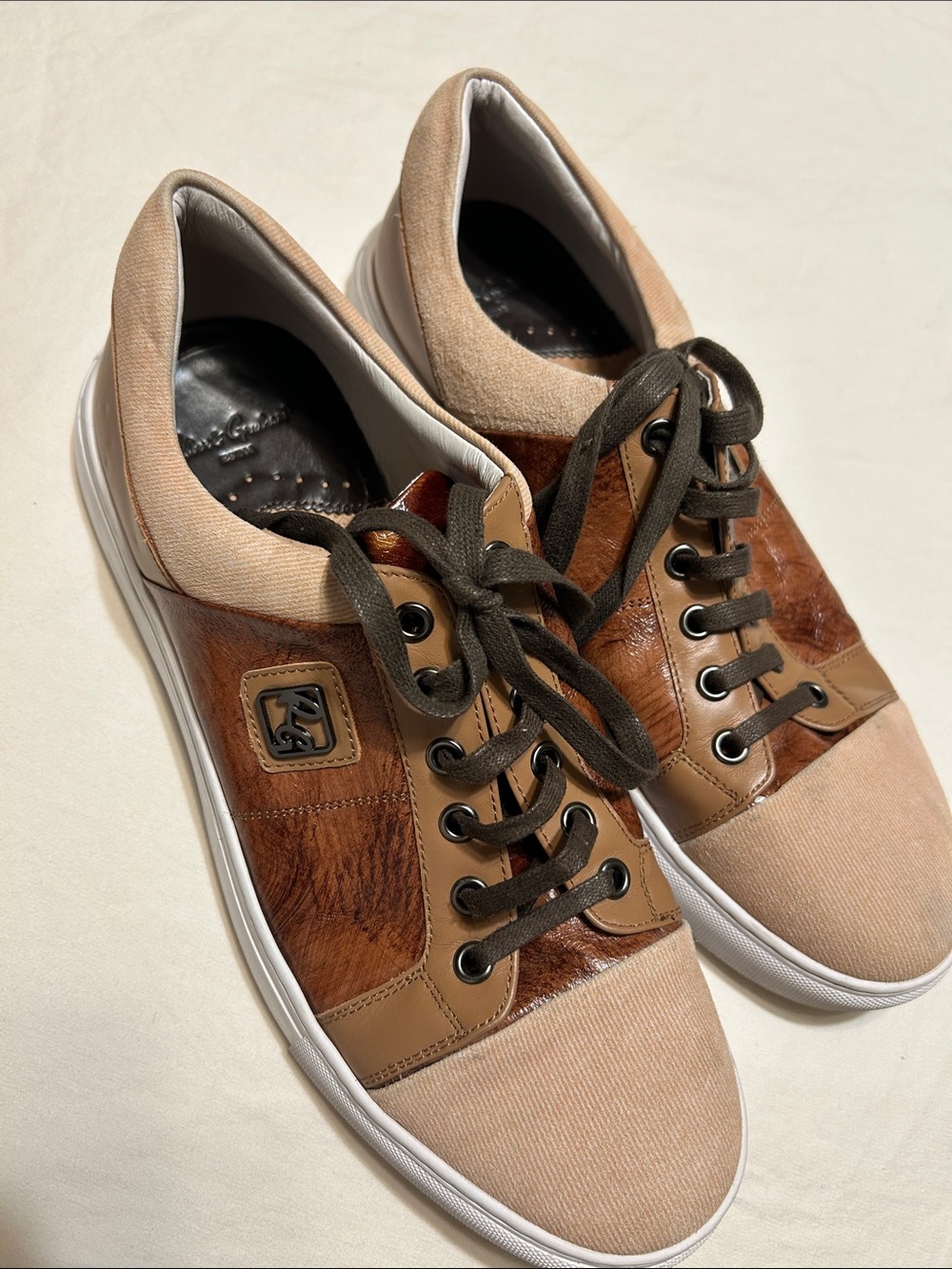 Robert Graham Men's Brown & Tan Mixed-Media Sneakers